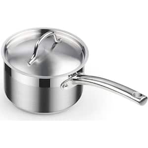 2 Qt. Professional 18/10 Stainless Steel Saucepan with Lid, Compatible with All Stovetops