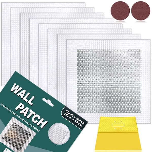 6 in. x 6 in. Drywall Hole Patch Kit, Easy to Fill the Holes for Home Wall and Plaster Dent Repair (8-Pack)
