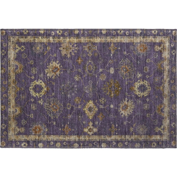 Mayfield Premium Machine Washable Abstract AMF2045 Eggplant 2 ft. x 3 ft. Accent Rug