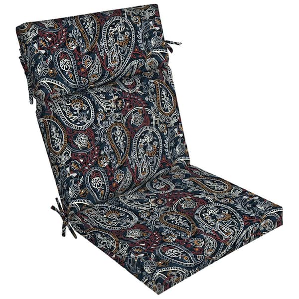 ARDEN 21 in. x 20 in. Outdoor Dining Chair Cushion in Navy Palmira Paisley