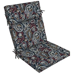 21 in. x 20 in. Outdoor Dining Chair Cushion in Navy Palmira Paisley