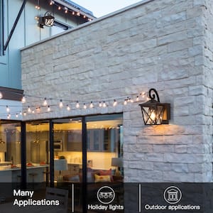 Glendale 1-Light Black Hardwired Outdoor Wall Lantern Sconce with Built-In GFCI Outlets