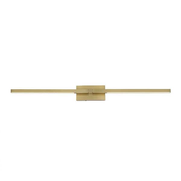 Lira Modern 25 in. 1-Light Brushed Gold Wall Sconce with Linear Tube and IP44