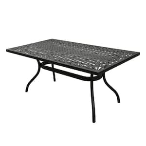 Black Rectangle Aluminum Dining Height Outdoor Dining Table