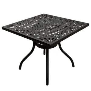 Ornate Black Square Aluminum Outdoor Dining Table