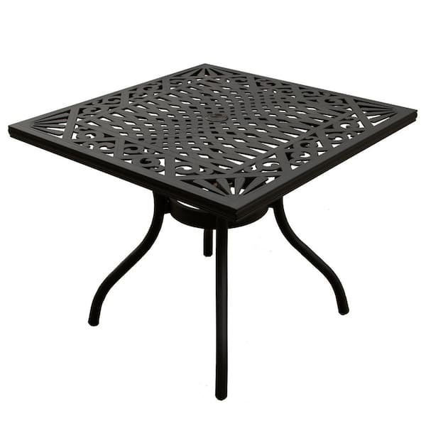 Oakland Living Ornate Black Square Aluminum Outdoor Dining Table