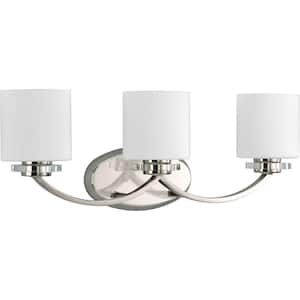 Nisse Collection 3-Light Polished Nickel Opal Etched Glass Luxe Bath Vanity Light