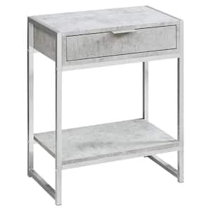 Jasmine 23.75 in. Grey Cement Particle Board MDF and Chrome Metal Accent Table