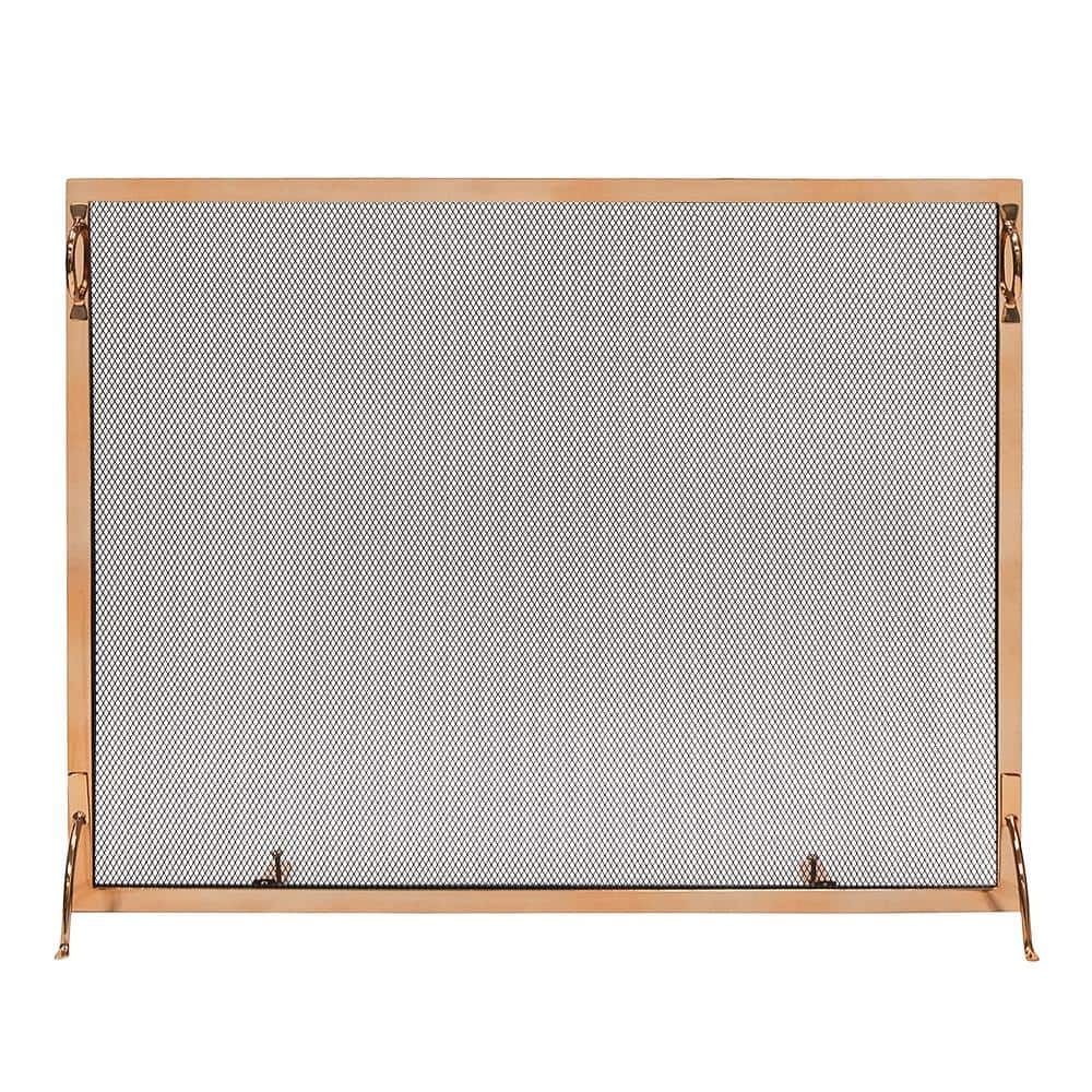 ACHLA DESIGNS 38 in. L Copper 1-Panel Montreal Modern Flat Fireplace Screen