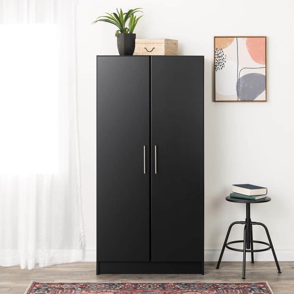Sleek Black Living Room Cabinet with Adjustable Shelving