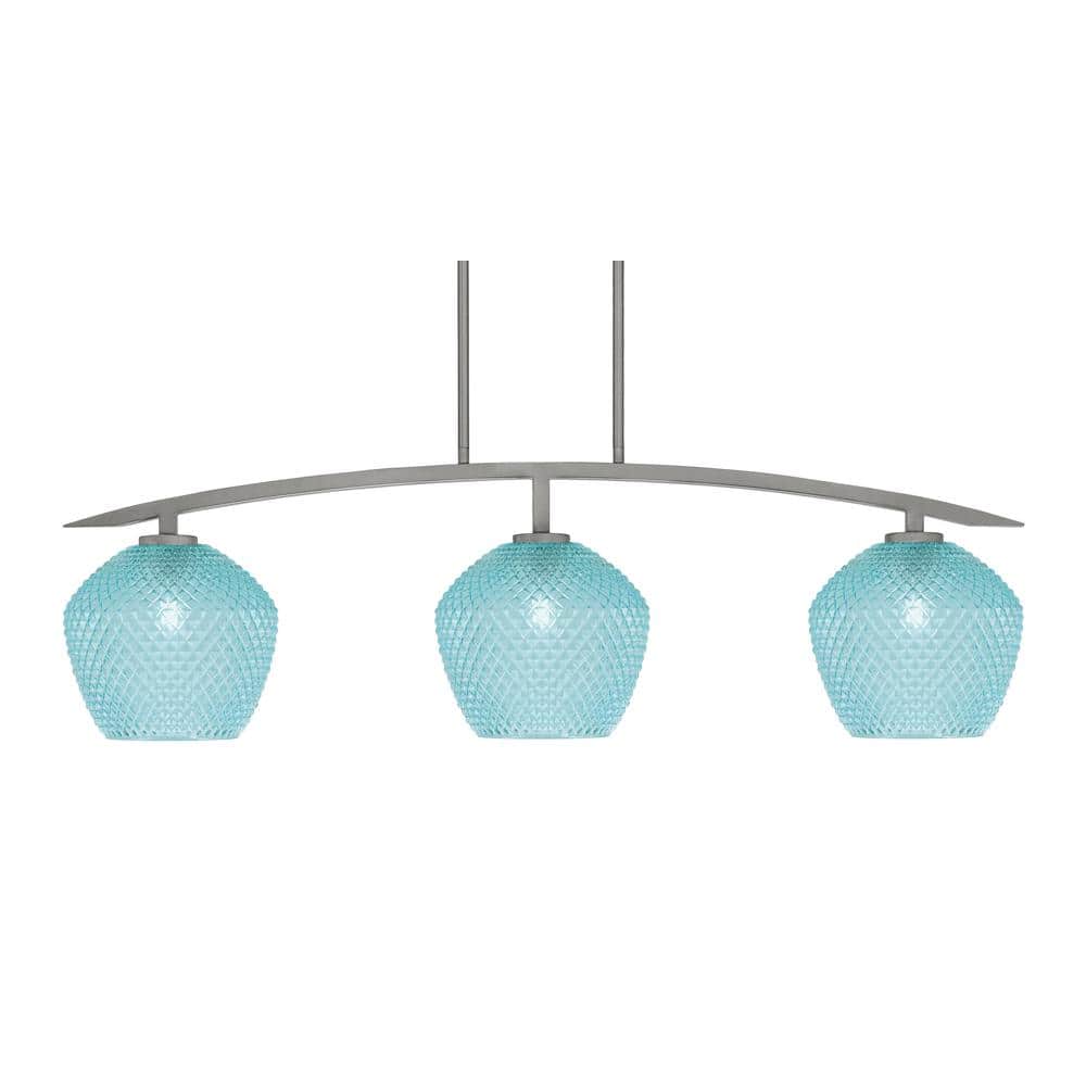 Siena 41 in. 3-Light Graphite Chandelier with 9 in. Turquoise Textured Glas