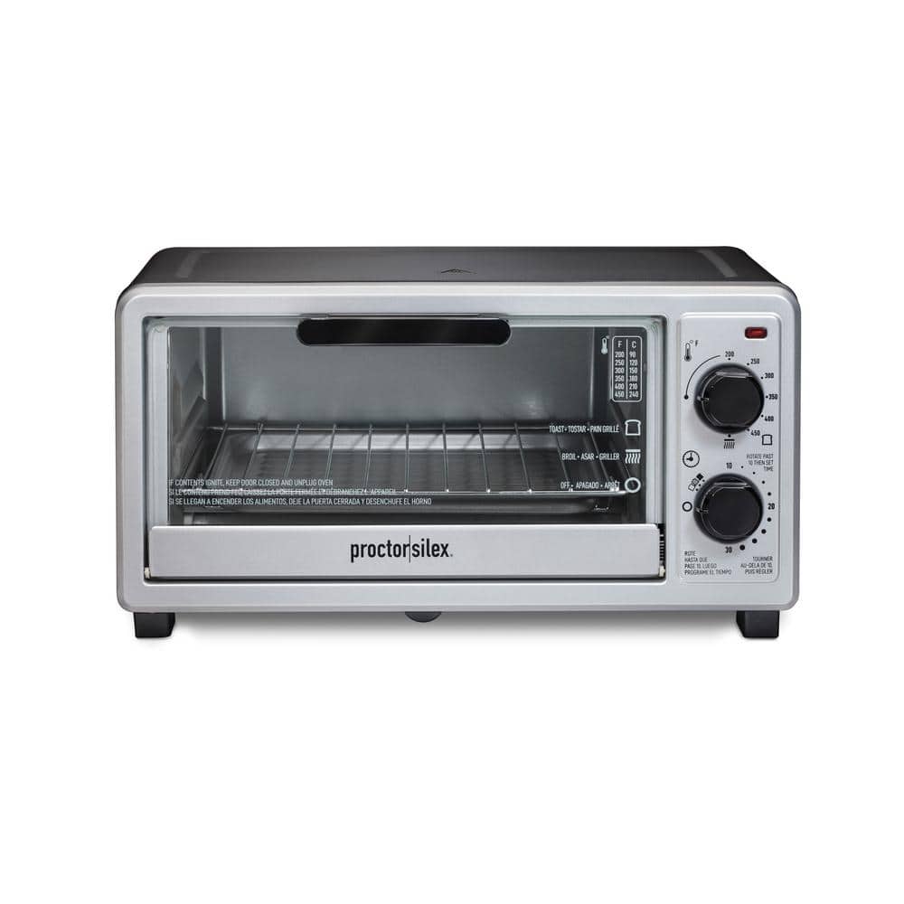 Proctor Silex Black and Silver 4-Slice Toaster Oven Broiler