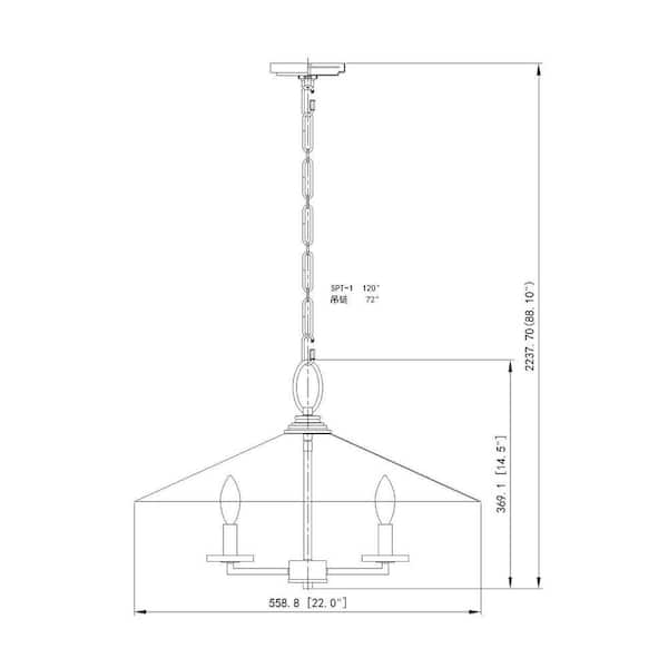 Unbranded - Rialto 22 in. Signature Pewter 5 Light Pendant with Signature Pewter Steel Shade