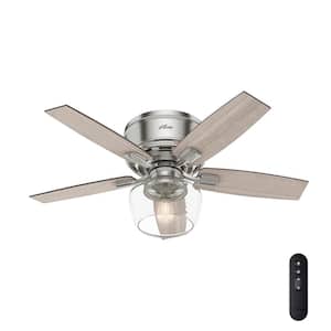 Bennett 44 in. Indoor Brushed Nickel LED Low Profile Ceiling Fan with Light Kit and Remote Control