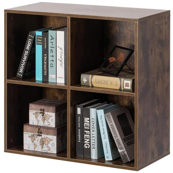 4 Cube Wood Bookcase Book Storage Shelf Shelving Organizer Bookshelf Rack Home 