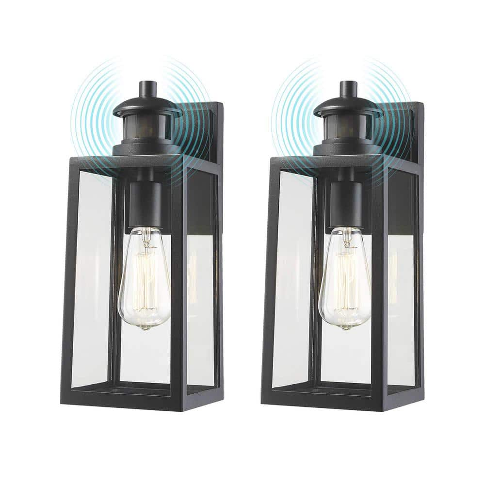 JAZAVA 1-Light Black Dusk to Dawn Motion Sensing Not Solar Outdoor Wall ...