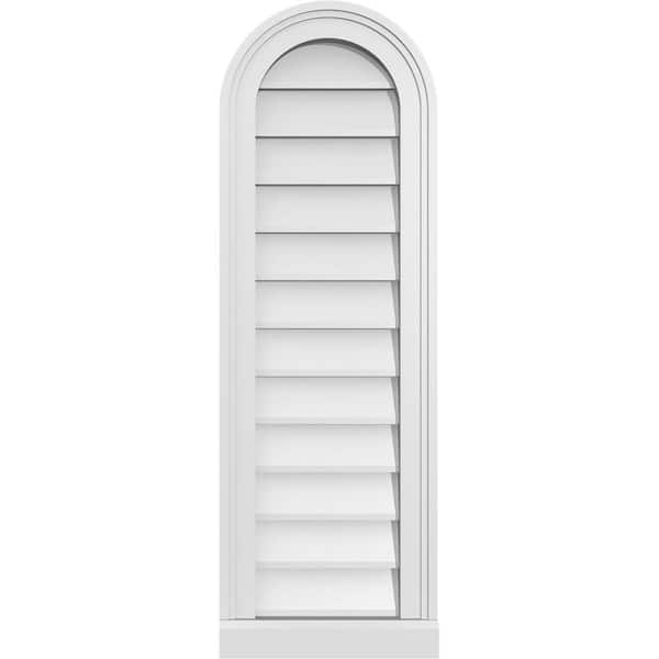 Ekena Millwork 12 in. x 36 in. Round Top White PVC Paintable Gable Louver Vent Non-Functional