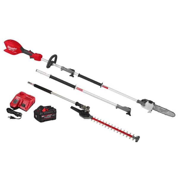 M18 FUEL 18V 10 in. Brushless Cordless Battery Powered QUIK-LOK Pole Saw 8.0 Ah FORGE Kit w/ Articulating Hedge Trimmer