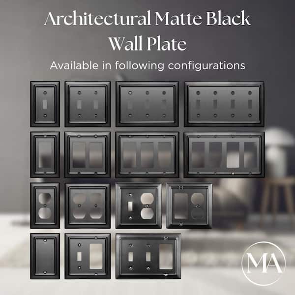 SWEN Products Sheltie Triple Rocker Switch Plate Cover - Steel, Black Wrinkle Finish, Made In USA