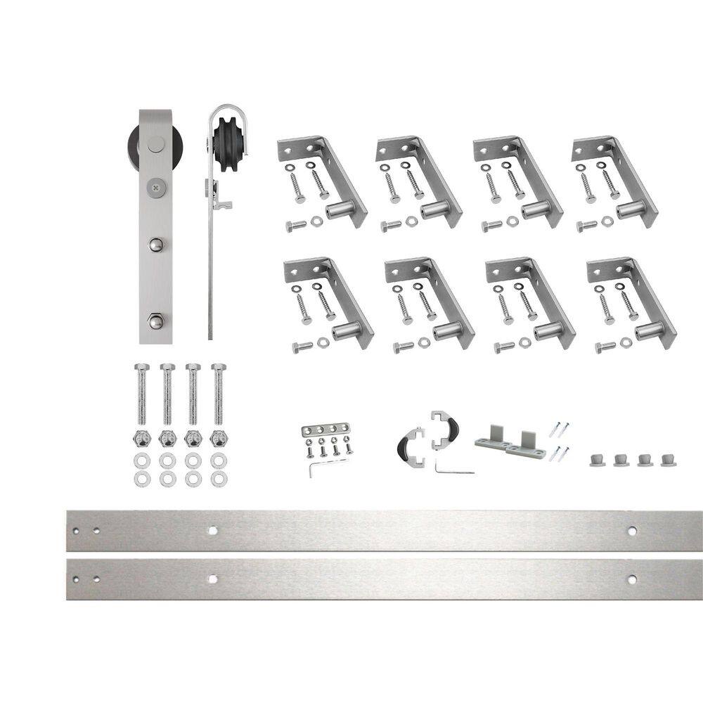 11 ft. /132 in. Brushed Nickel Ceiling Mount Non-Bypass Sliding Barn Door Track and Hardware Kit for Single Door price history on PriceWatchPro