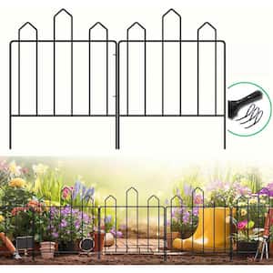 10 ft. L x 17 in. H Black Metal Decorative Garden Fence Total Fence Panel No Dig Garden Edging Border (10-Pack)