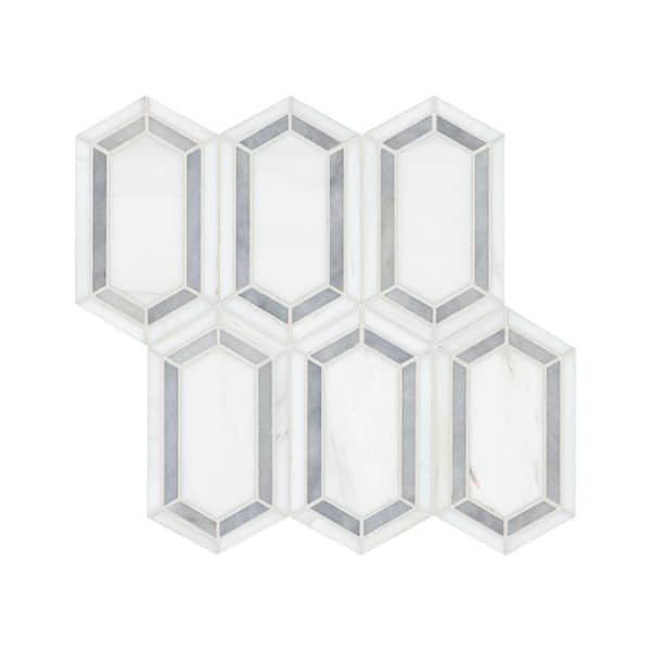 Pavilion Picket 12 in x 12 in. Polished Marble Mesh-Mounted Mosaic Floor and Wall Tile (10 sq. ft./case)