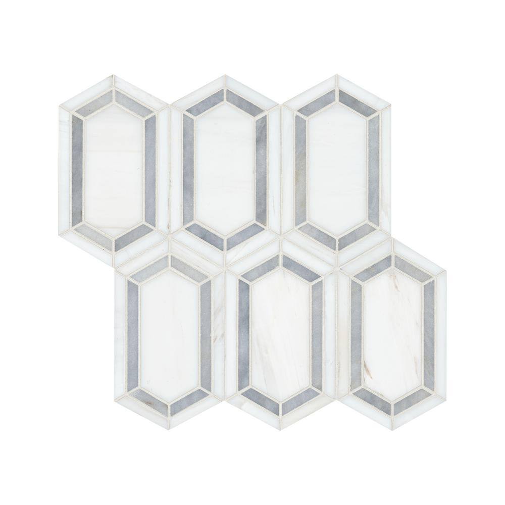 12x12 White and Brown Marble Mosaic Tile Pack