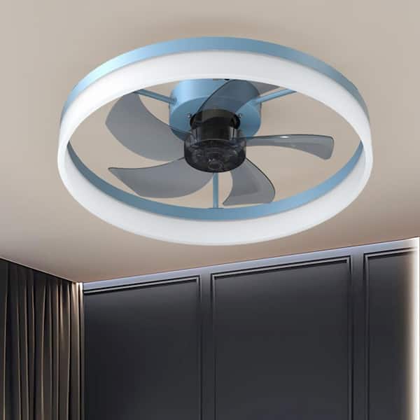 19.7 in. Integrated LED Indoor Blue Ceiling Fan with Remote Control, Adjustable 3-Color Temperature