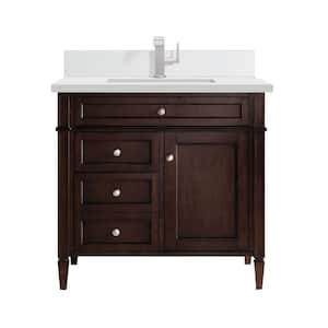 Brittany 36.0 in. W x 23.5 in. D x 34.0 in. H Bathroom Vanity in Burnished Mahogany with White Zeus Silestone Quartz Top