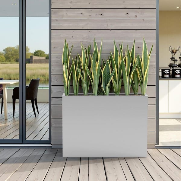 9.05 in. L x 35.83 in. W x 27.95 in. H 157 qts. Gray Metal Rectangular Planter Box Raised Beds with Drainage Hole