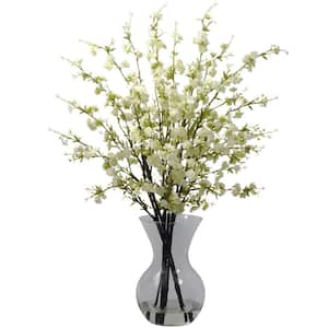 Cherry Blossoms with Vase Arrangement in White