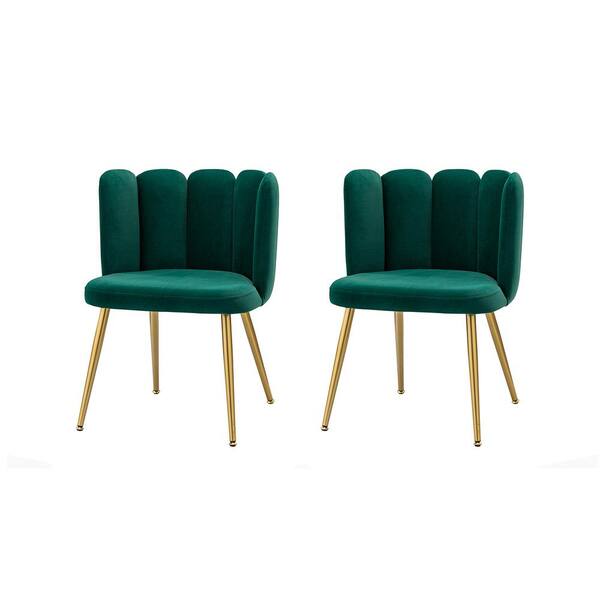 ARTFUL LIVING DESIGN Yginio Green Velvet Side Chair with Metal Legs