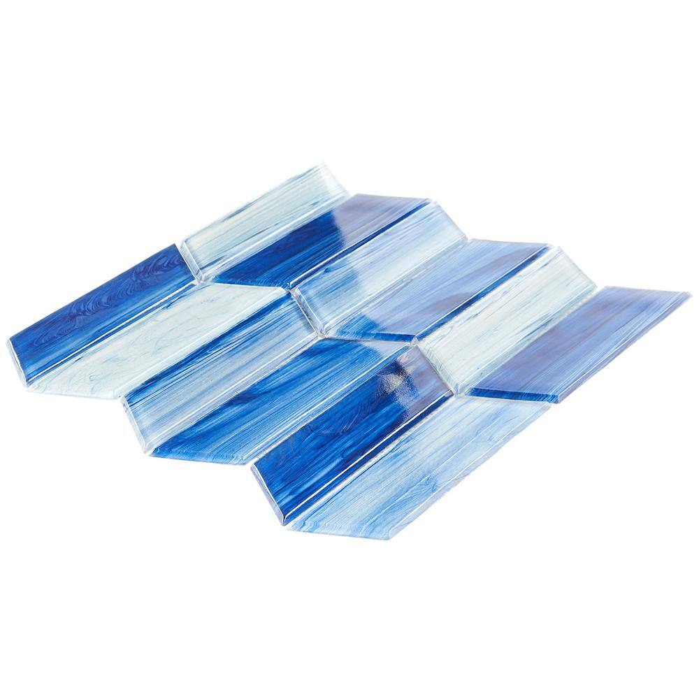 Rivulet Blue Chevron Glass Mosaic Wall Tile