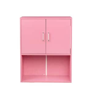 23.62 in. W x 11.02 in. D x 30.00 in. H Bathroom Storage Wall Cabinet in Pink with Shelves