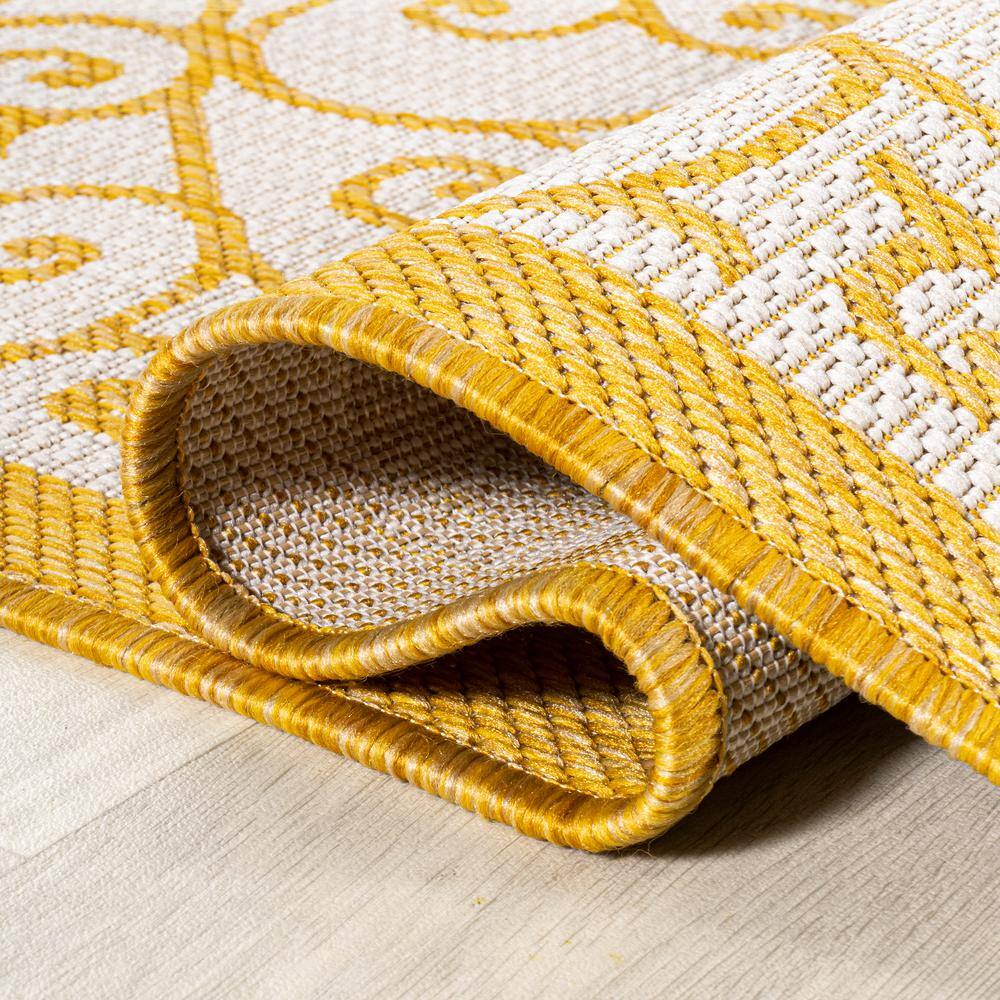 Madrid Cream and Yellow Filigree 5' x 7' Synthetic Rug