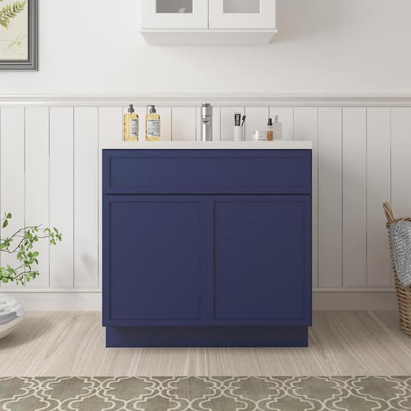Vanity Art 33 in. W x 21 in. D x 32.5 in. H 2-Doors Bath Vanity Cabinet without Top in Blue