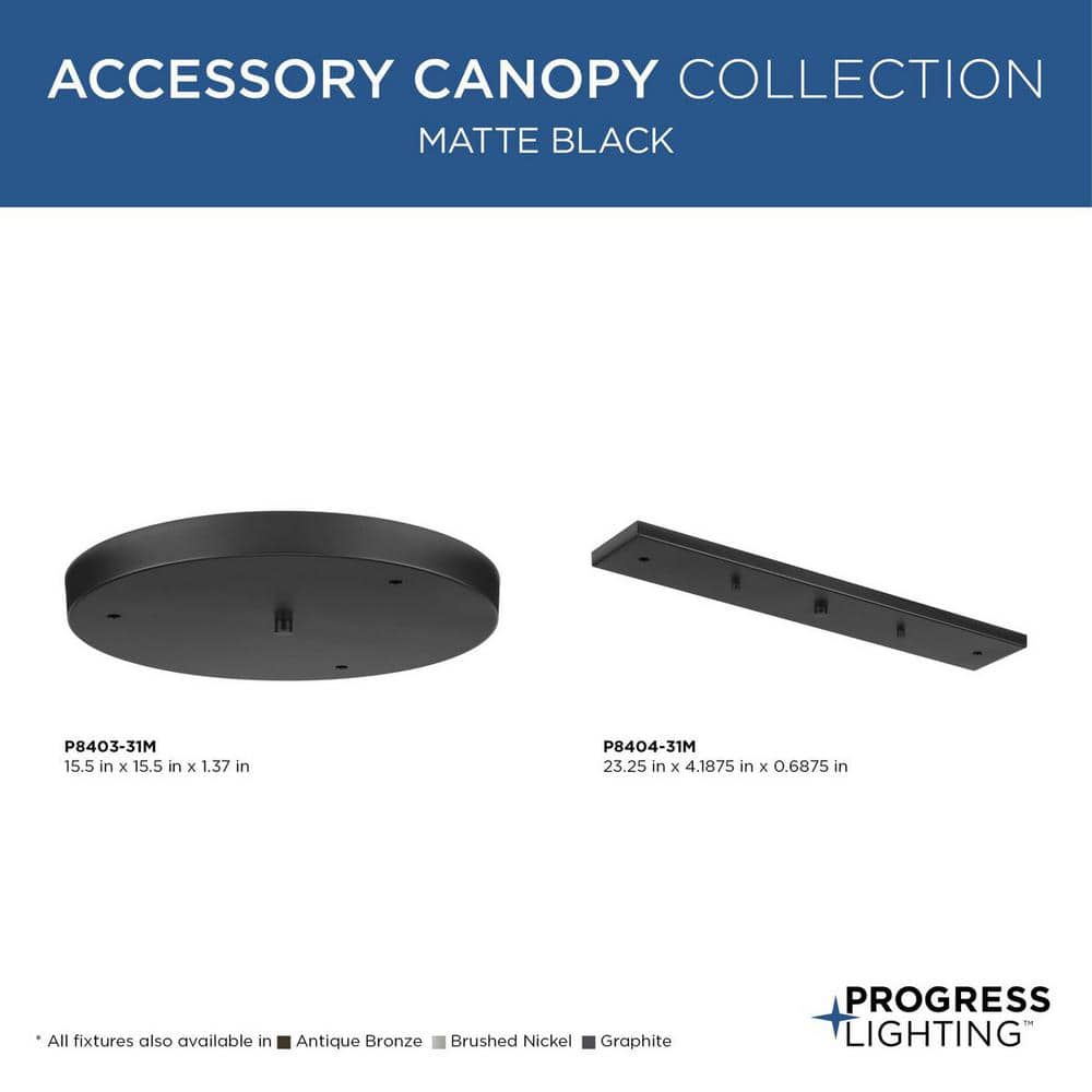 Matte Black Round LED Pendant Canopy Kit