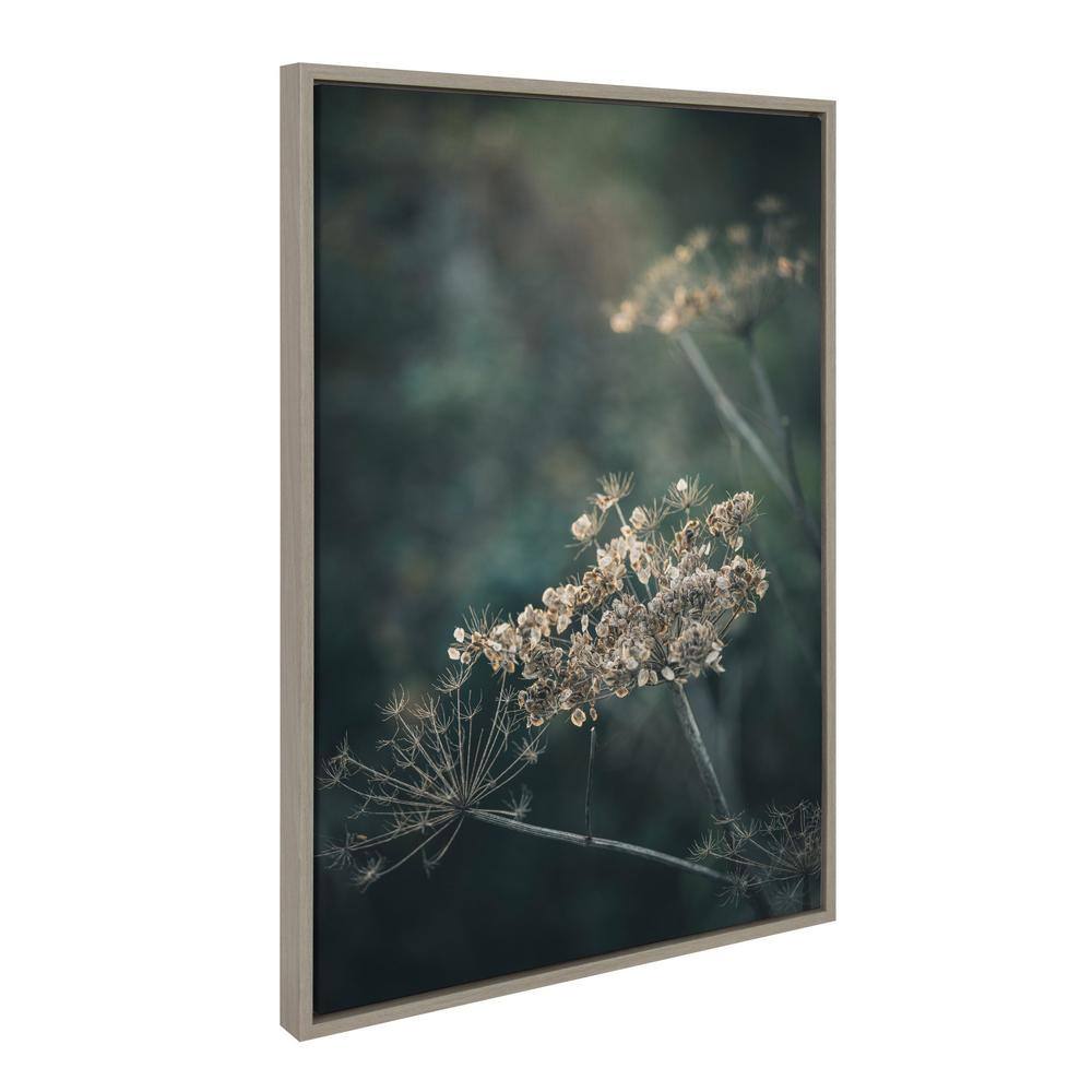 Autumn Plant Close-Up Gray Canvas Print with Polystyrene Frame