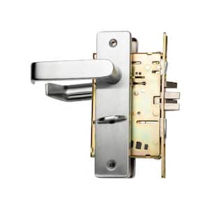 DXML Series Brushed Chrome Privacy Mortise Door Lock Handle with Escutcheon Left-Handed Lever