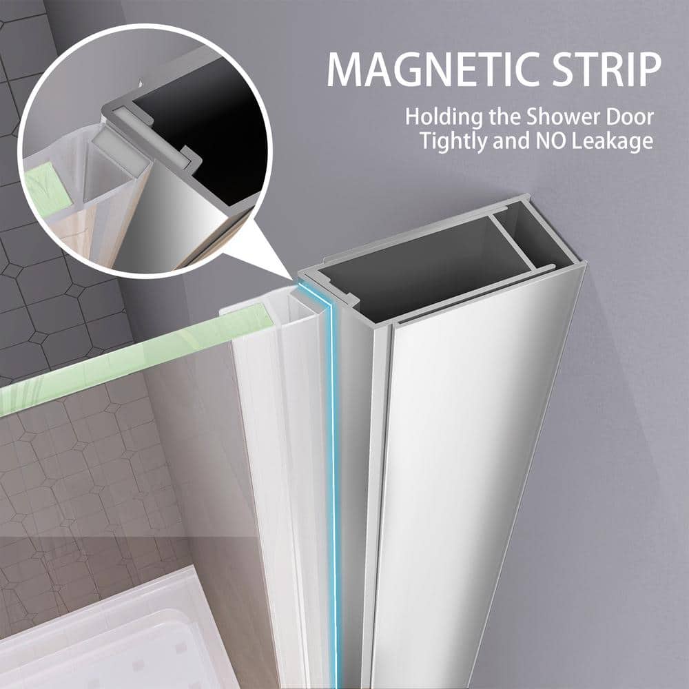 Chrome Frameless Pivot Shower Door with Clear Tempered Glass