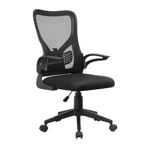 Office Chair Mesh Swivel Ergonomic Task Chair in Black with Flim-up Arms, Breathable Lumbar Support, Adjustable Height