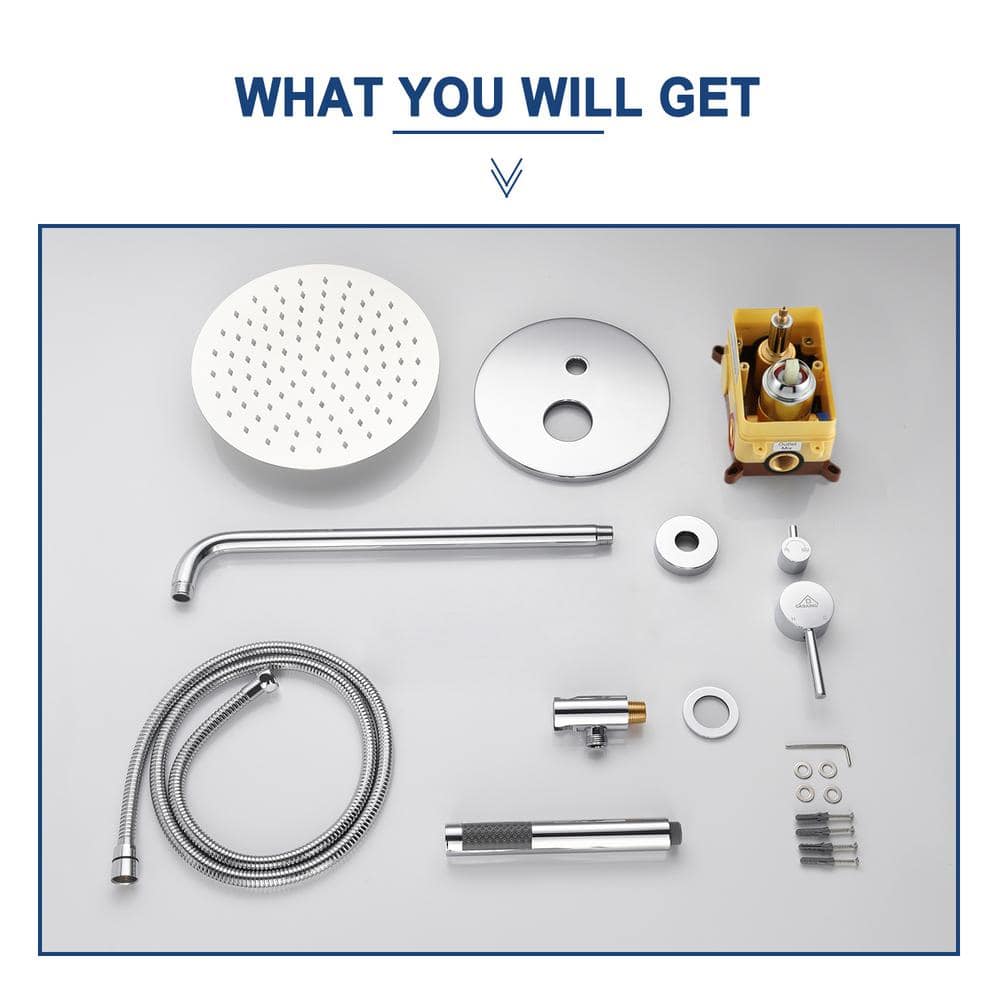 Chrome Dual Shower Head System with Handheld and Rain Shower