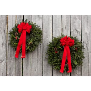 22 in. Live Fraser Fir Decorated Fresh Christmas Single Wreath With Bow (2-Pack)