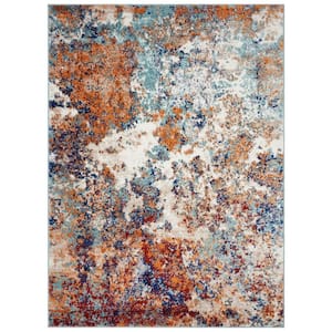 Beverly Collection Multi 2x7 Abstract Polypropylene Modern Area Rug