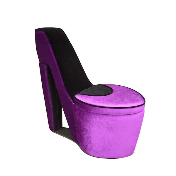 ORE International 32.86 in. Purple/Black High Heel Storage Chair ...