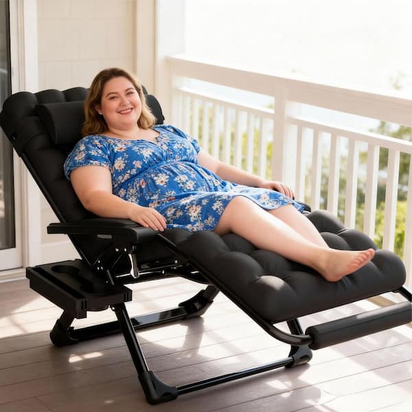 5-Position Adjustable Folding Cot Bed, Steel Outdoor Lounge Chair with Pillow and Mattress for Camping and Patio, 1-Pack