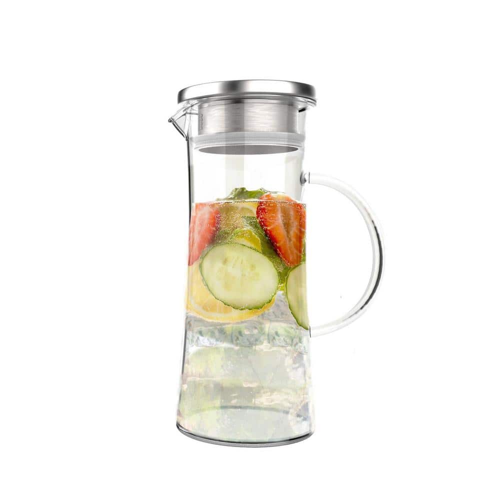 50 oz Clear Glass Pitcher with Stainless Steel Lid