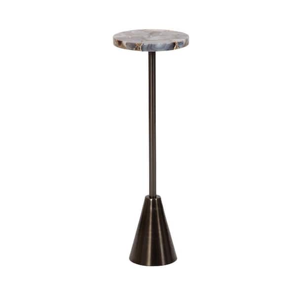 Sitara 8 in. Pewter Round Metal End Table