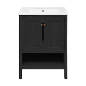 Chateau 24" Freestanding Bathroom Vanity in Black Oak with 3-Hole Centerset Sink Top