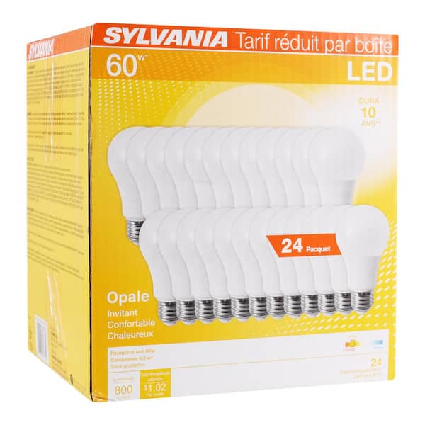Prelude twenty Jacket Sylvania 8.5 Watt (60 Watt Equivalent) A19 LED Light Bulb in 2700K Soft  White Color Temperature (24-Pack) 74765 - The Home Depot